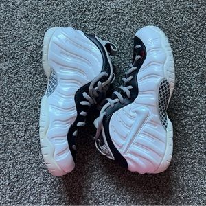 White black and grey Foamposites Nike sneakers size 9.5